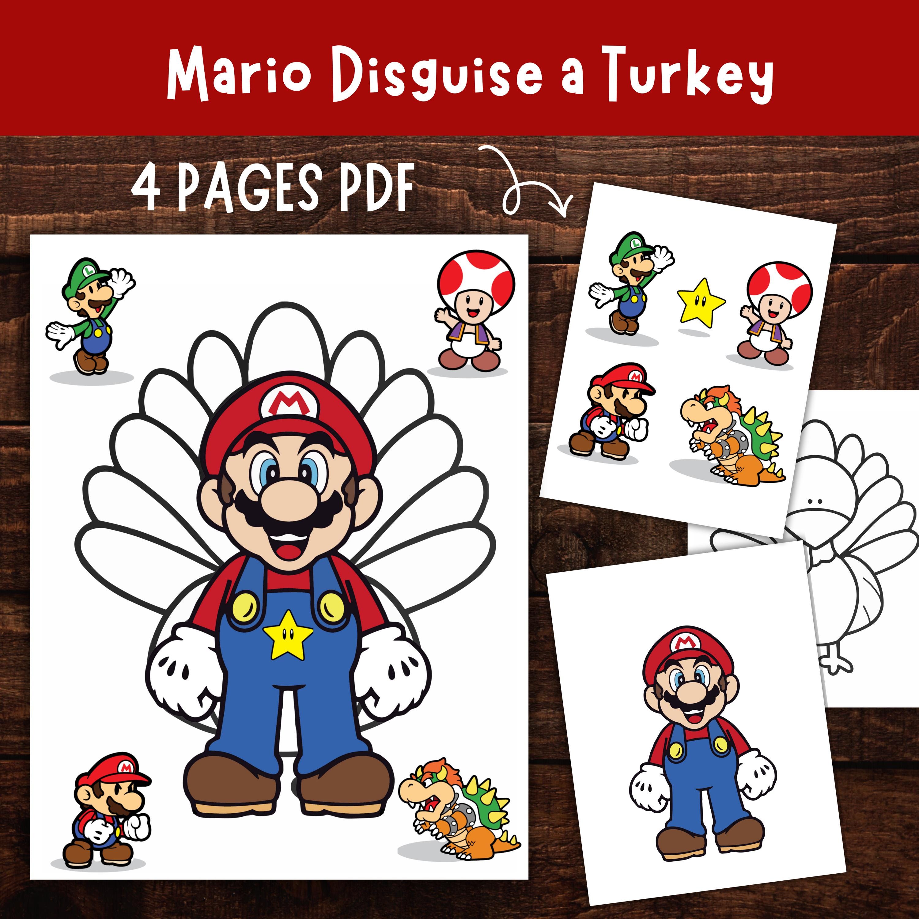 mario turkey disguise printable, thanksgiving kids craft (pdf