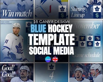 Hockey Social Media Templates | Canva Design Pack (16 Templates)