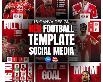 Soccer/Football Social Media Templates | Canva Design Pack (16 Templates) | 2 versions