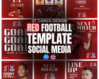 Soccer/Football Social Media Templates | Canva Design Pack (27 Templates) | 2 versions + story