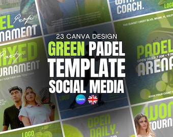 Padelmediasjablonen | Canva-ontwerppakket (21 sjablonen)