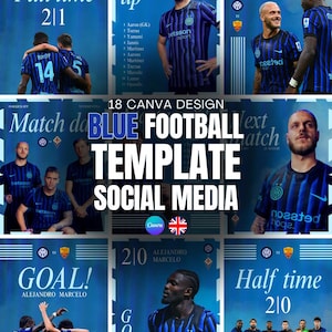 Soccer/Football Social Media Templates | Canva Design Pack (18 Templates) | Post + story