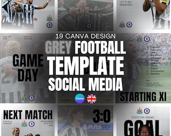 Sjablonen voor sociale media voetbal/voetbal | Canva-ontwerppakket (19 sjablonen) | 2 versies