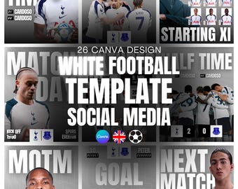 Sjablonen voor sociale media voetbal/voetbal | Canva-ontwerppakket (26 sjablonen) | Bericht + verhaal