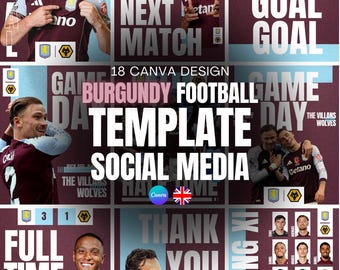 Soccer/Football Social Media Templates | Canva Design Pack (18 Templates) | 2 versions