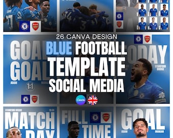 Sjablonen voor sociale media voetbal/voetbal | Canva-ontwerppakket (26 sjablonen) | Bericht + verhaal