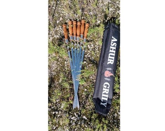 Stainless steel skewers /Wooden handle-6 pcs