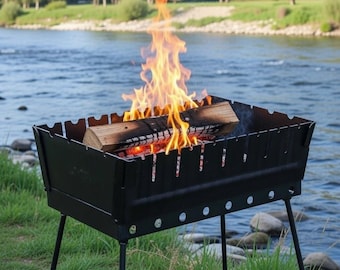 Barbecue suitcase for 8 folding skewers