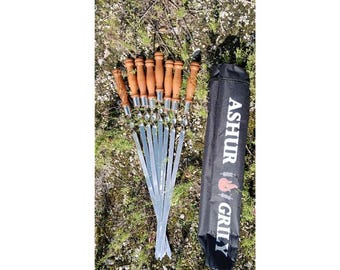 Stainless steel skewers /Wooden handle-8 pcs