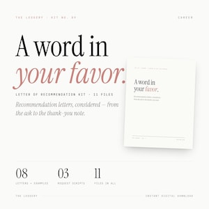 Letter of Recommendation Template Kit | 8 Editable Letters + Real Examples | Academic Job Rental Court | Request Scripts & Brag Sheet | Word