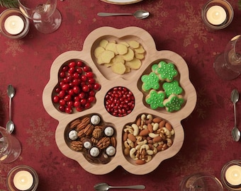 Bandeja de aperitivos con forma de corazón de flores (archivo CNC) / Bandeja de madera para servir (descarga digital)