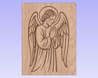 Archivo CNC de ángel rezando – Tallado en madera, diseño para corte láser (svg, dxf)