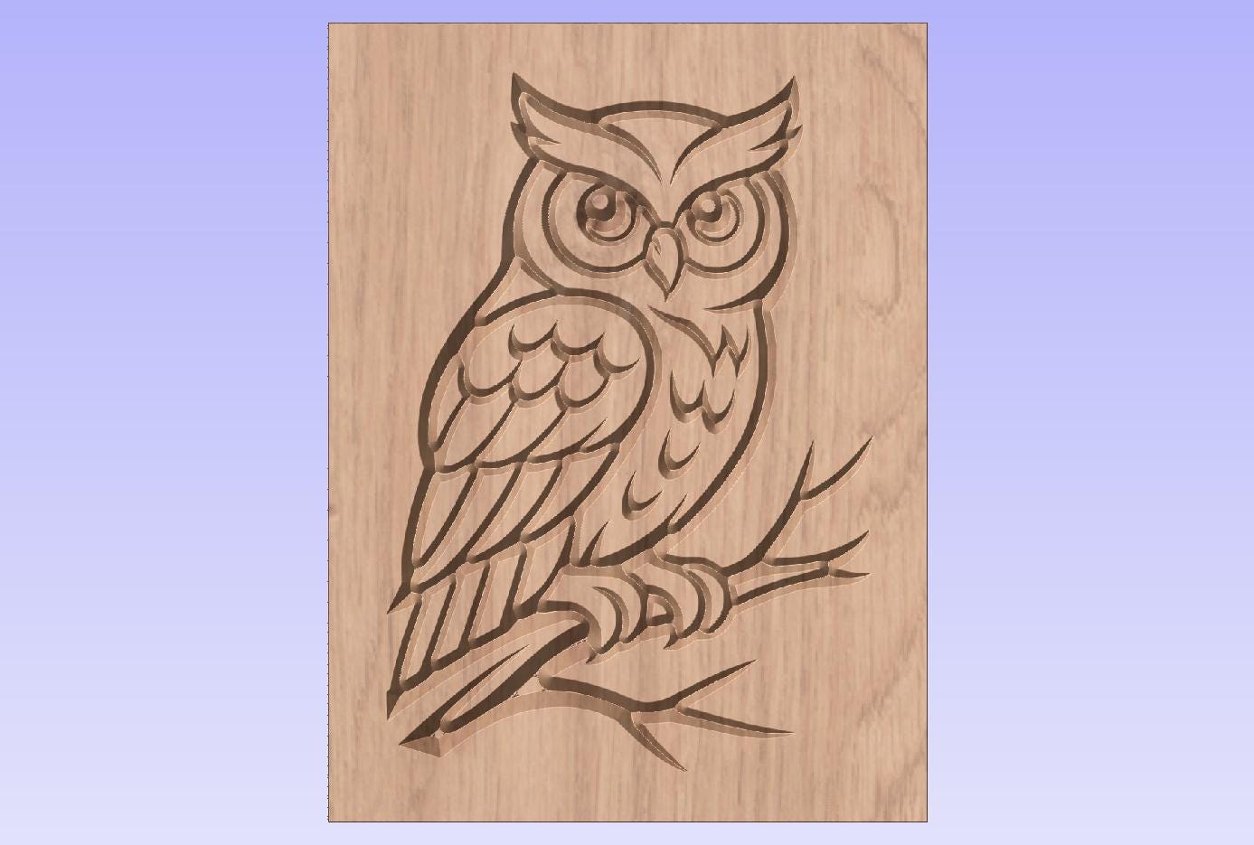 Owl on Branch – CNC Ready Digital File | Woodland Animal Svg Dxf Png | Laser Engraving & V