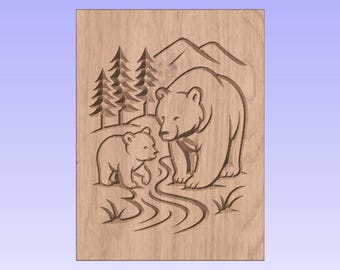 Oso y cachorro junto al río – Archivo CNC