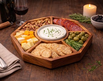 Bandeja redonda para aperitivos, archivo CNC / Bandeja de madera para servir (descarga digital)