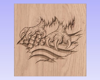 Garras de águila calva – Archivo CNC patriótico / Garras de águila de EE. UU. / Talla en V SVG DXF STL PNG