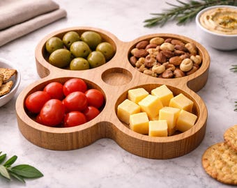 Bubble Snack Board File | 4 Pocket Wooden Serving Design | Digital Download