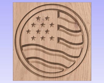 USA Flag Circle – Patriotic CNC File | American Flag Round Design | V-Carve Ready