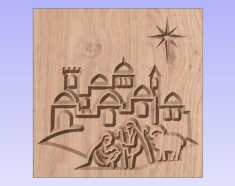 Silueta de la ciudad de Belén – Nacimiento navideño (archivo CNC, SVG, DXF)