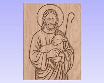 Jesús el Buen Pastor – Icono religioso CNC (SVG DXF)