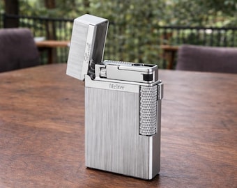 Encendedor de doble llama: butano recargable, resistente al viento