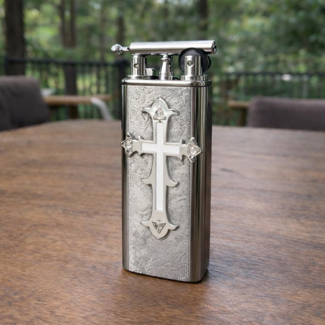 Handmade Retro Cross Lighter Premium Metal Finish Artisan Crafted Open ...