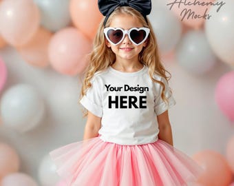 White Bella Canvas 3001T Kids T-Shirt Mockup