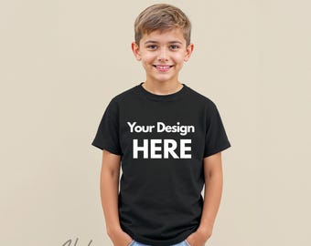 Black Bella Canvas 3001T Kids T-Shirt Mockup