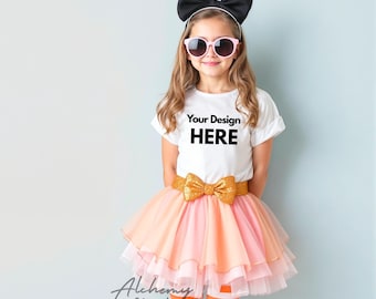 White Bella Canvas 3001T Kids T-Shirt Mockup