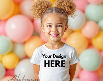 White Bella Canvas 3001T Kids T-Shirt Mockup