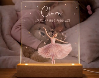Personalized children's night light ballerina - night light with name LED - personalized gift for birth - night lamp for children's room
