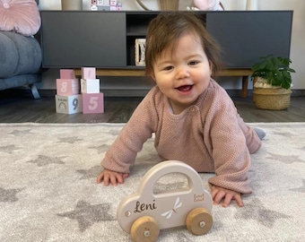 Gift birth, baby gift birth, birthday gift, wooden toy car nougat, customizable