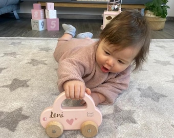 Wooden toy car, baby toy, baby gift birth, wooden toy car pink, customizable