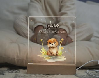Personalized Otter Night Light for Children – Personalized Baby Gift – Baby Night Light – LED Night Lamp for Children's Room