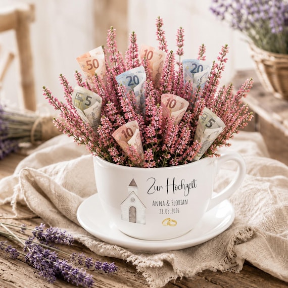 Hochzeitsgeschenk personalisiert, Geschenk Hochzeit, Tasse, Geschenke für das Brautpaar, Geldgeschenk Hochzeit