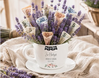 Geschenk Hochzeit, Hochzeitsgeschenk personalisiert, Wimpelkette, Kaffee Tasse, Geschenke für das Brautpaar, Geldgeschenk Hochzeit