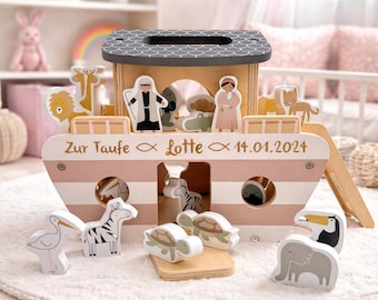 Arca de Noé personalizada para bautizo, regalo único para bautizo, regalo para bautizo, Arca de Noé, regalo de bautizo para ahijado/a