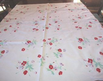 Vintage katoenen tafelkleed met bloemenprint, 54" x 50"