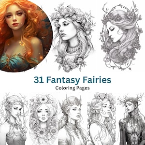 31 Fate Fantastiche da Colorare: Arte Fantasiosa per Adulti e Bambini (Download Digitale)