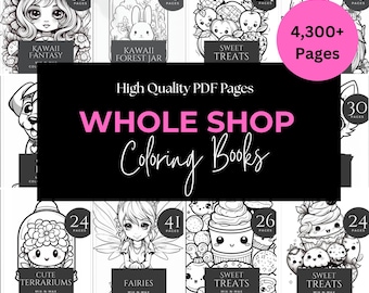 Whole Shop Coloring Books Bundle: Lifetime Access and Monthly Updates (Digital Download)