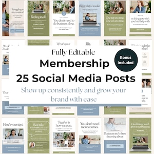 Sjablonen voor socialmediaberichten voor lidmaatschap: bewerkbare canva-brandingkit