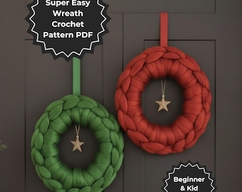 Super Chunky Christmas Wreath Crochet Pattern | Beginner Friendly (PDF Pattern)