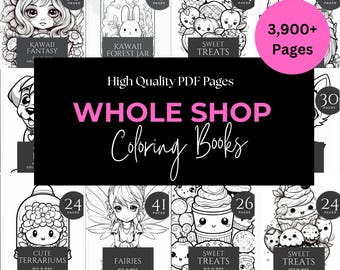 Whole Shop Coloring Books Bundle: Lifetime Access and Monthly Updates (Digital Download)