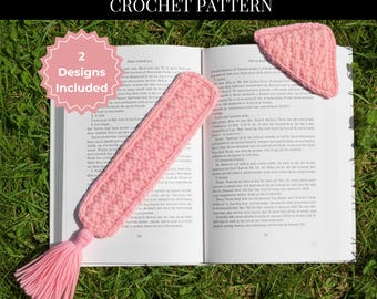 Patrón de marcapáginas de crochet: Marcapáginas con borlas y esquinas, ideal para principiantes (descarga en PDF)