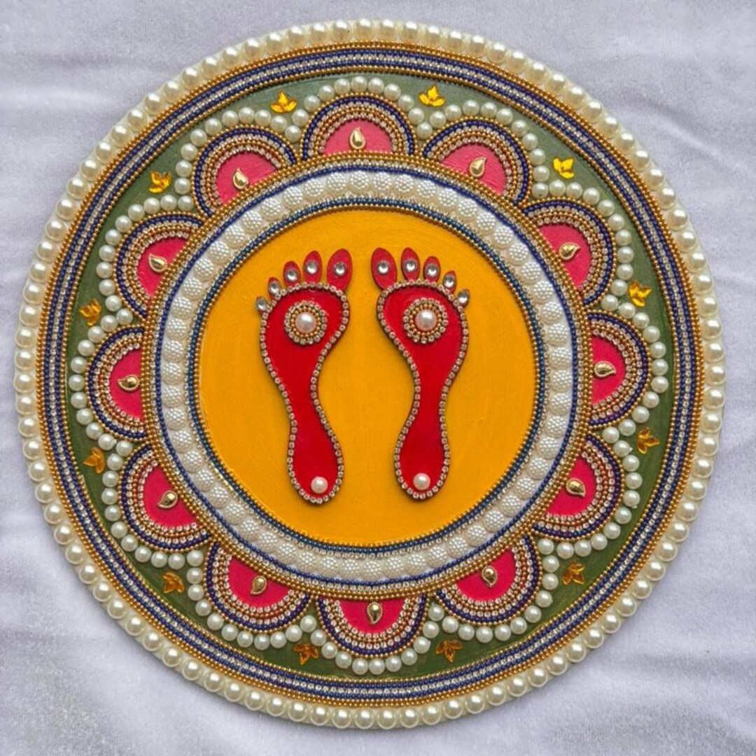 Handmade Multi-color Rangoli | Goddess Feet Rangoli | Navratri | Diwali ...