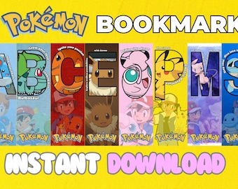 Marcadores de Pokémon para imprimir, presentes para crianças, marcadores de página infantis, 9 estilos, Pokémon fofos, Pokémon, presente de Pokémon, marcadores de página, marcador de página para crianças, PDF