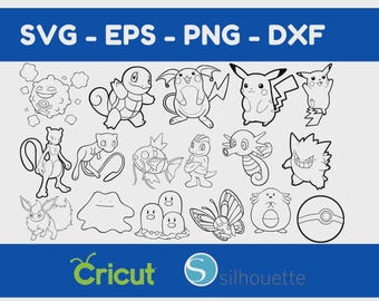 Pacote de SVG Pokémon, Pacote Pokémon, PNG Pokémon, SVG Pokémon, Pokémon para Cricut, Cricut e Silhouette, Clipart Pokémon, Download Digital