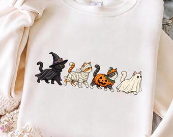 Gatos de Halloween PNG, Fantasia de Gato por Sublimação, Design Fofo de Gato para o Halloween, Gato Preto PNG, Sublimação para Amantes de Gatos no Halloween