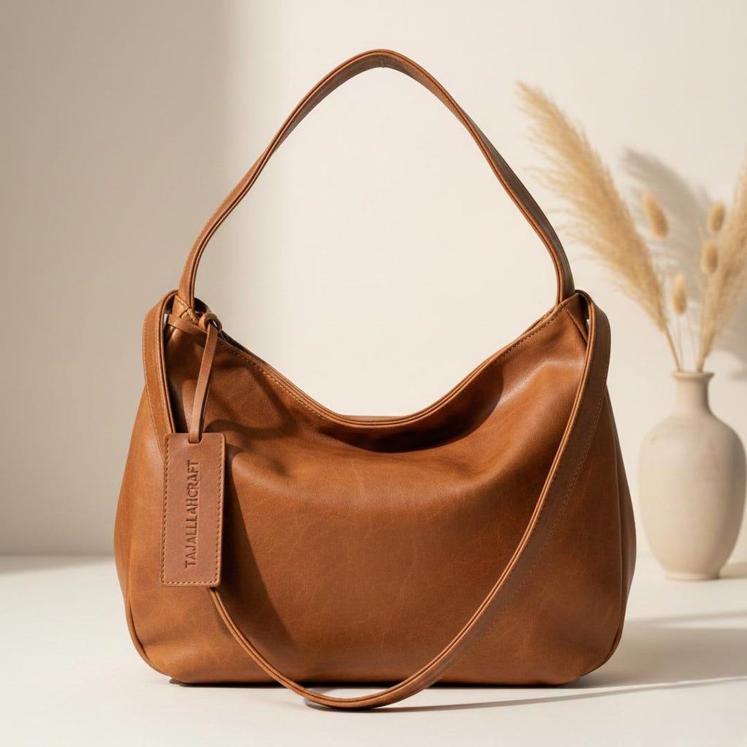 Hogsback Leather Handcrafted Top Grain Leather Hobo Bag, Personalized Slouchy Shoulder ...