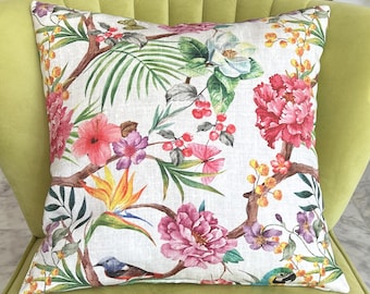 Tropical Multi Сolor Pillow Cover for Sofa or Bed, Pink and Green Colorful Cushion 18×18 іnch (45×45 cm)